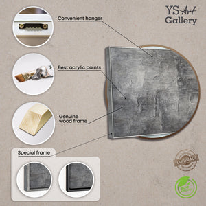 Käsinmaalatut kuvat kehyksissä, teksturoitu abstrakti taide "Kiven muisto"