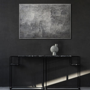 Käsinmaalatut kuvat kehyksissä, teksturoitu abstrakti taide "Kiven muisto"