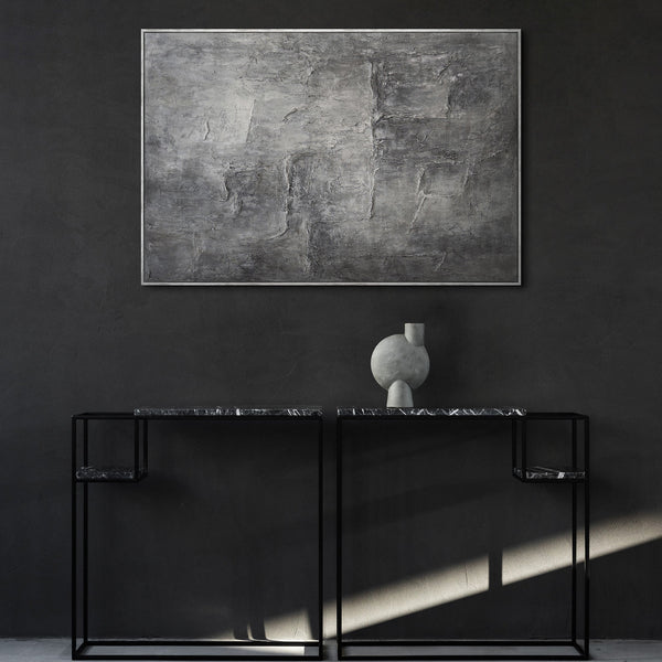 Käsinmaalatut kuvat kehyksissä, teksturoitu abstrakti taide "Kiven muisto"