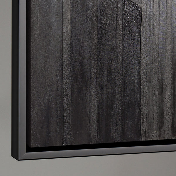 Gemälde Abstrakt mit Rahmen „Stadtkonturen“ – Moderne Acrylmalerei in Grau & Schwarz