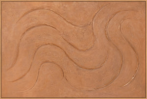 Akryylimaalaus orgaaniselle kankaalle, "Lämpimiä rytmejä"