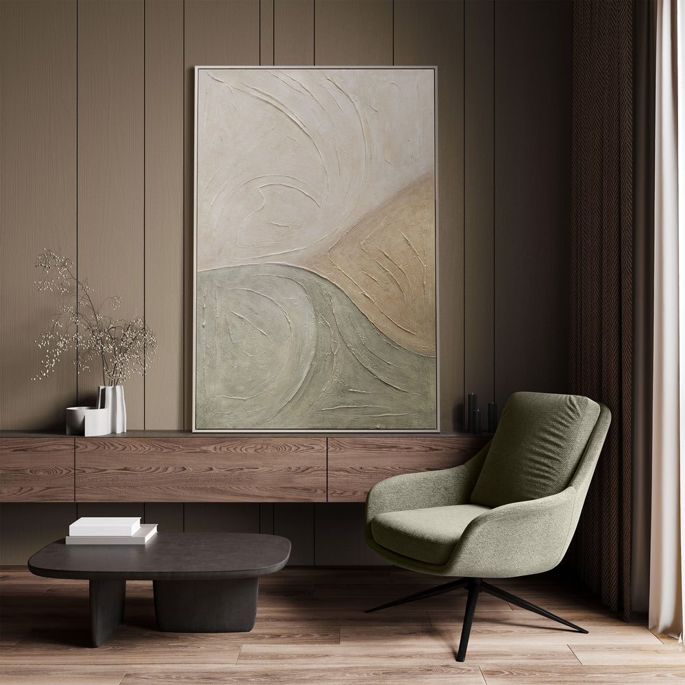 Akryylimaalaus kankaalle „Sateen jäljet“ – moderni rakenteellinen seinätaide