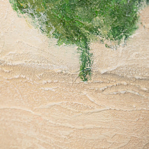 Käsinmaalattu taulu „Vihreä Korostus” – minimalistinen akryylimaalaus kankaalle