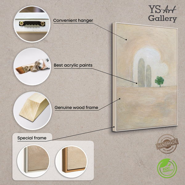 Käsinmaalattu taulu „Vihreä Korostus” – minimalistinen akryylimaalaus kankaalle