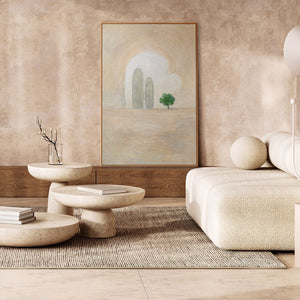 Käsinmaalattu taulu „Vihreä Korostus” – minimalistinen akryylimaalaus kankaalle