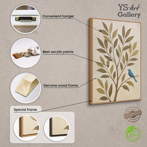 Käsinmaalattu taulu „Lehtien kuiskaukset” – Luonnonmaalaus kankaalle