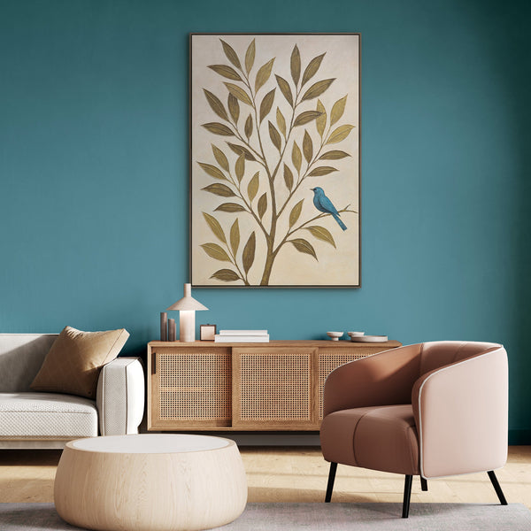 Käsinmaalattu taulu „Lehtien kuiskaukset” – Luonnonmaalaus kankaalle