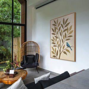 Käsinmaalattu taulu „Lehtien kuiskaukset” – Luonnonmaalaus kankaalle