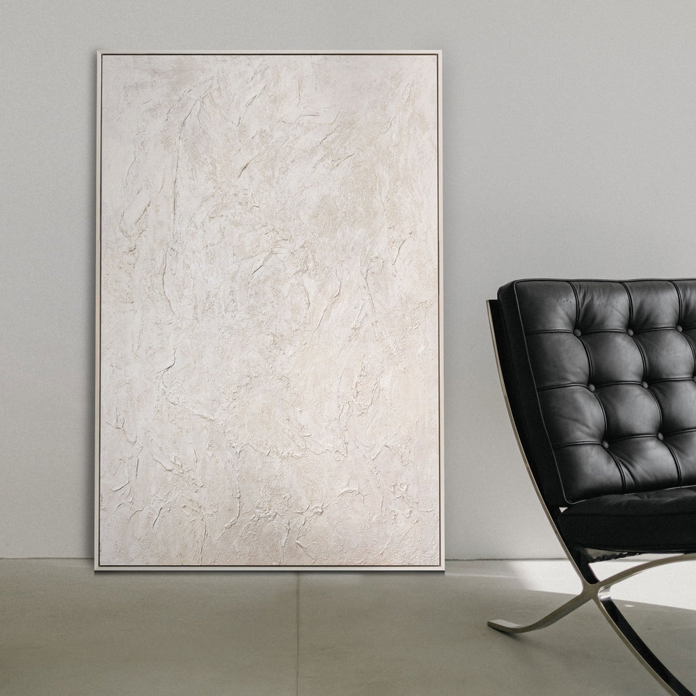 Moderni seinäkoriste neutraali – Abstrakti kuva beige „Ajan kuiskaus“
