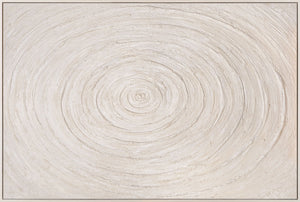 Minimalistinen seinäkoriste – Teksturoitu akryylimaalaus beigenvärisenä kehyksellä ”Ajan kaikuja”