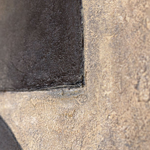 Abstrakte Leinwandkunst mit kontrastreicher geometrischer Fläche in Schwarz und Beige