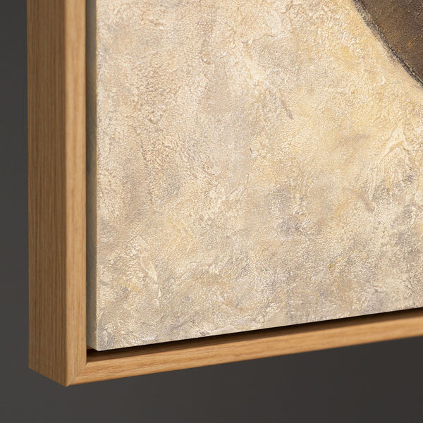 Käsinmaalatut kehystetyt maalaukset – Moderni beigenvärinen seinäkoriste ”Puoliympyröiden duetto”