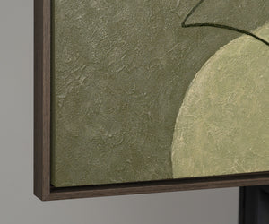 Abstrakti maalaus rakenteella beige, vihreä ja kulta – Moderni akryylitaulu canvas taulut