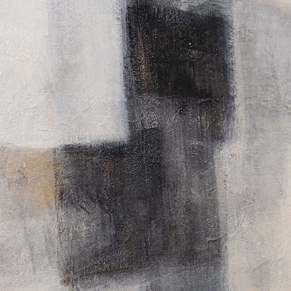 Abstraktes Gemälde Beige Grau mit Rahmen – Moderne Wandkunst „Geisterhaftes Licht“