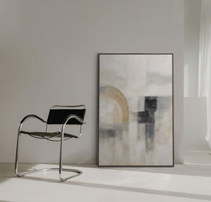 Käsinmaalattu seinätaide “Aavemainen valo” – Rakenteinen moderni maalaus kehyksillä