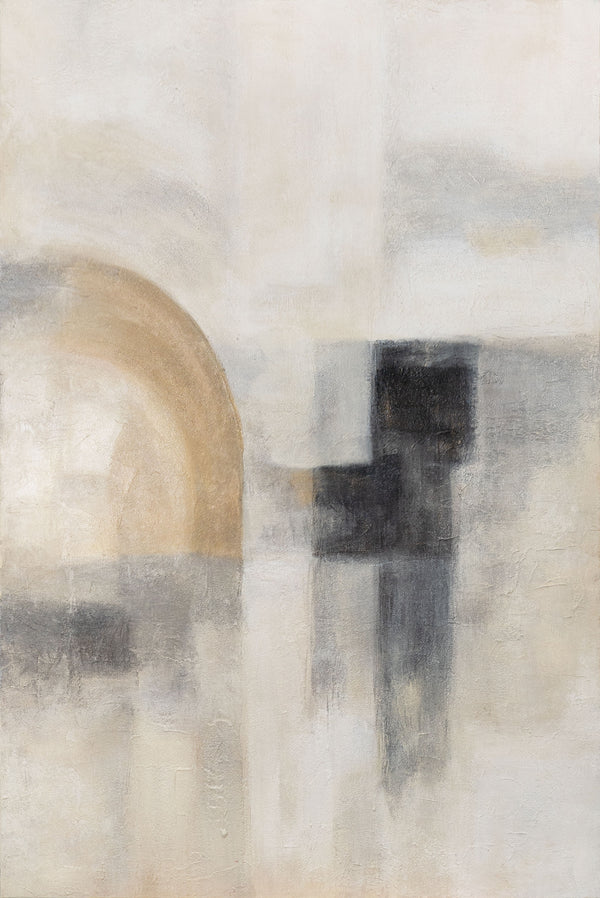 Handgemalte Wandkunst „Geisterhaftes Licht“ – Strukturierte Malerei modern mit Rahmen