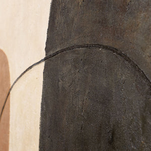 Moderni beigen ja harmaan sävyinen maalaus kehyksillä – Abstrakti taide ”Kontrastien tasapaino”