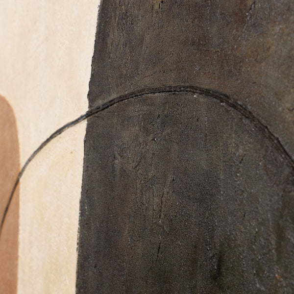 Moderni beigen ja harmaan sävyinen maalaus kehyksillä – Abstrakti taide ”Kontrastien tasapaino”