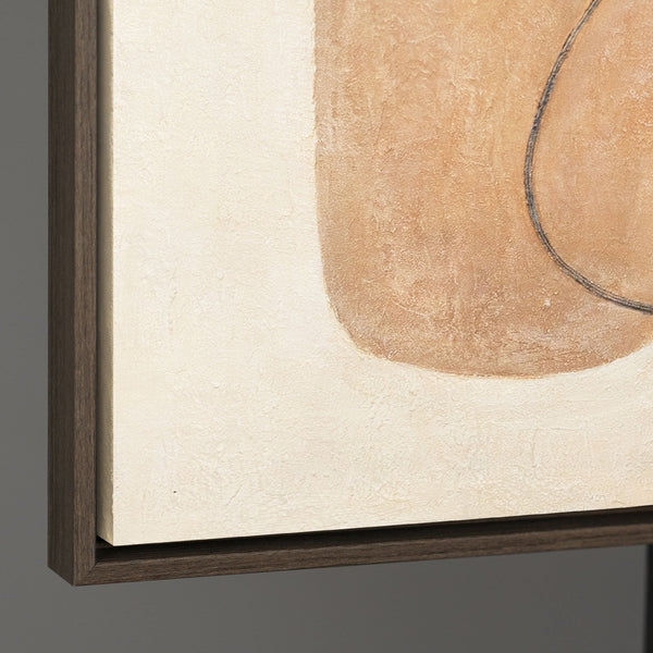Moderni beigen ja harmaan sävyinen maalaus kehyksillä – Abstrakti taide ”Kontrastien tasapaino”