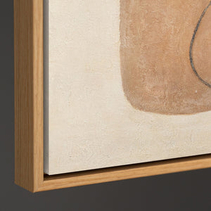 Moderni beigen ja harmaan sävyinen maalaus kehyksillä – Abstrakti taide ”Kontrastien tasapaino”