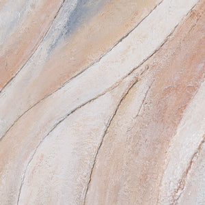 Abstraktes Leinwandbild mit geschwungenen Linien in sanften Pastellfarben