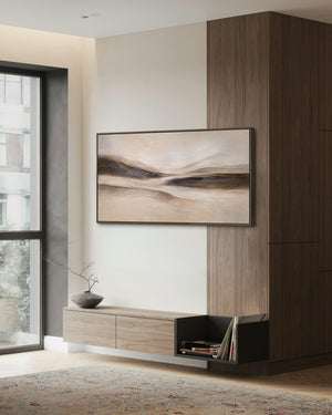 Kangastaulu kehyksillä “Tuulen jäljet” – Käsinmaalattu seinätaide luonnonsävyissä