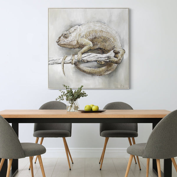 Modernes Handgemaltes Chamäleon-Gemälde auf Leinwand "Chamäleon aus Madagaskar"