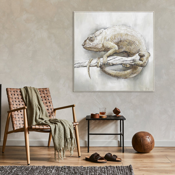 Modernes Handgemaltes Chamäleon-Gemälde auf Leinwand "Chamäleon aus Madagaskar"
