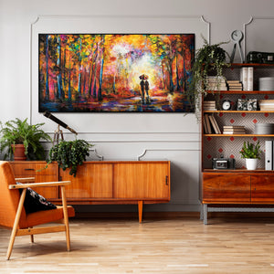 Gerahmtes Acrylbild "Romance" – Handgemalte Herbstkunst