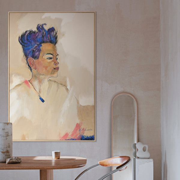 Handgemalte Portrait Kunst – Modernes Leinwandbild "Schiele" gerahmt