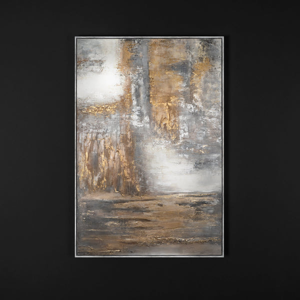 Handgemaltes Acrylbild mit Rahmen „Tagesanbruch“ – abstrakte Wandkunst Leinwandbi Wohnzimmer