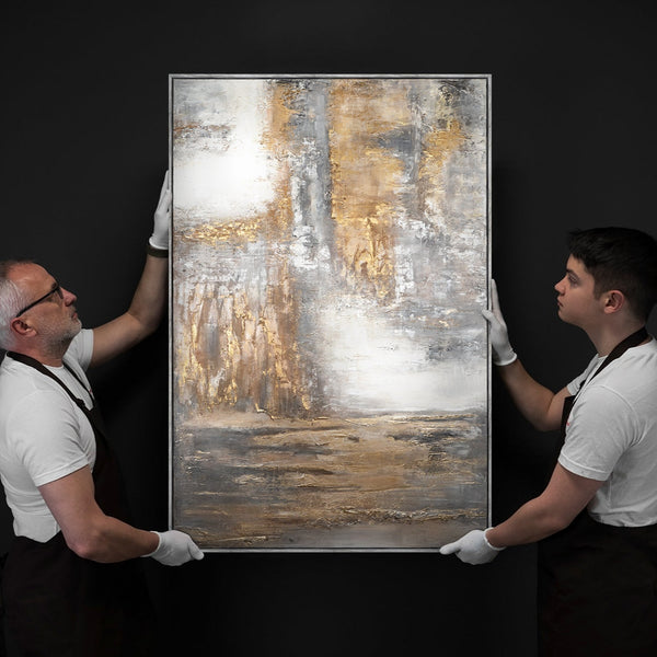 Handgemaltes Acrylbild mit Rahmen „Tagesanbruch“ – abstrakte Wandkunst Leinwandbi Wohnzimmer