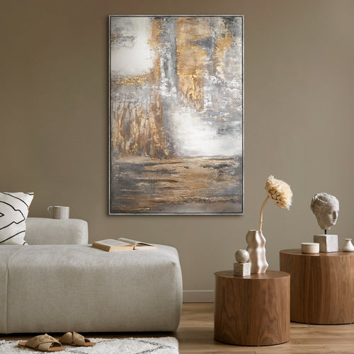 Handgemaltes Acrylbild mit Rahmen „Tagesanbruch“ – abstrakte Wandkunst Leinwandbi Wohnzimmer