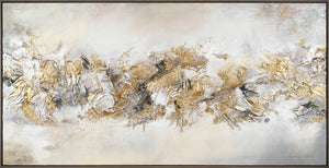 Käsinmaalattu abstrakti akryylimaalaus kultaisilla Aksenteilla kankaalla Kehyksillä