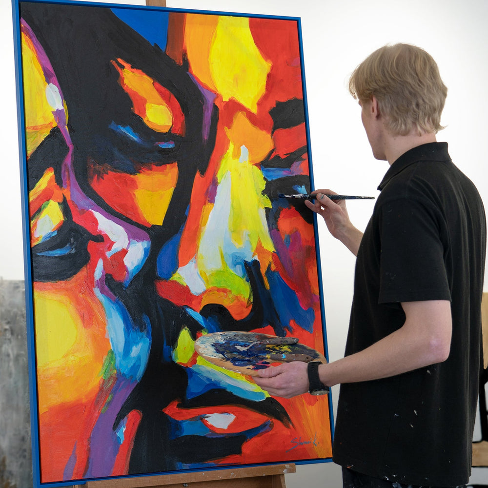 Gemälde handgemalt mit Rahmen "Farben der Liebe" Wohnzimmerdekoration