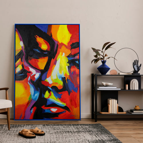 Gemälde handgemalt mit Rahmen "Farben der Liebe" Wohnzimmerdekoration