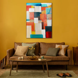 Wohnbeispiel mit geometrischer Wandkunst