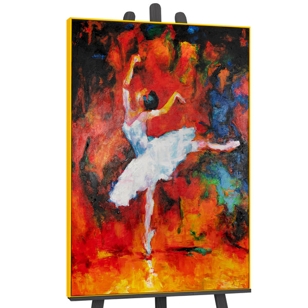 Moderne Handgemalt Acrylbilder mit Rahmen "Elegante Ballerina"