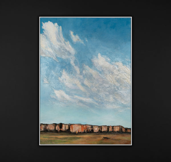 Originale Acryllandschaft Handgemalt mit Rahmen "Wolken Inspiration"