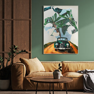 Moderni abstrakti taide Kankaalle taulu Kehyksellä "Matkalla Seikkailuun"