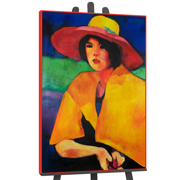 Leinwandbild  Frau mit Hut Moderne Acrylmalerei mit Rahmen Weiblichkeit