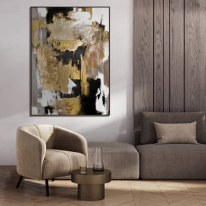 Moderni Taide "Kultaiset Fragmentit" kehyksillä kuuluisat maalaukset – abstrakti taide, isot maalaukset