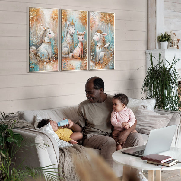 Handgemaltes Gemälde mit Rahmen Wanddekoration für Kinderzimmer 120x80 cm
