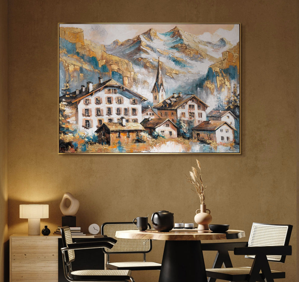 Gemälde in modernem Wohnzimmer mit Sofa