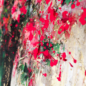 Modernes Leinwandbild „Blumensilhouetten“ – Abstrakte Kunst mit Goldrahmen