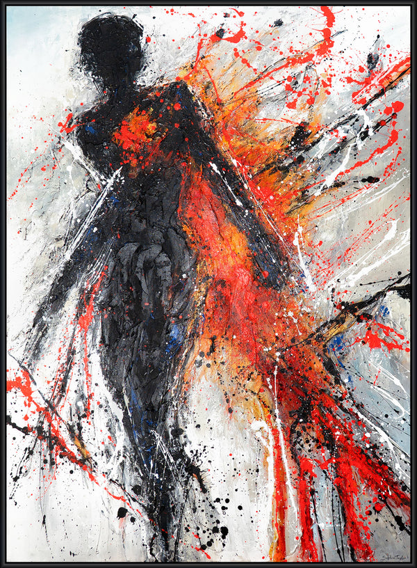 Original käsinmaalattu akryylimaalaus kankaalle „Elävät Varjot“ kehyksellä