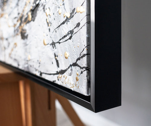 Monochromes Acrylbild mit Rahmen „Zwei Gesichter“ – emotionale Wandkunst auf Leinwand