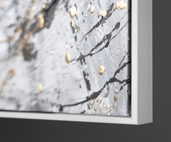 Monochromes Acrylbild mit Rahmen „Zwei Gesichter“ – emotionale Wandkunst auf Leinwand