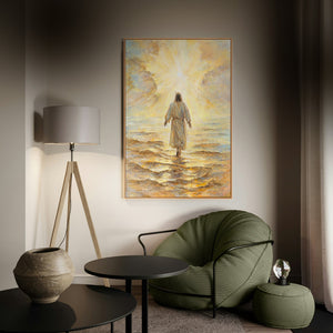 Abstraktes Leinwandbild als Wanddekoration im Wohnzimmer
