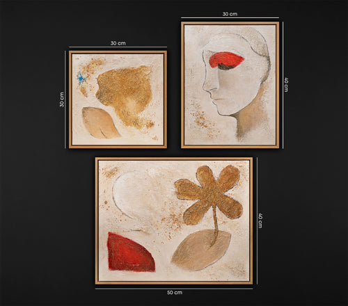 3D Abstracte Reliëf Wanddecoratie Set (3–9 stuks) – Handgeschilderd op Canvas | YS Art